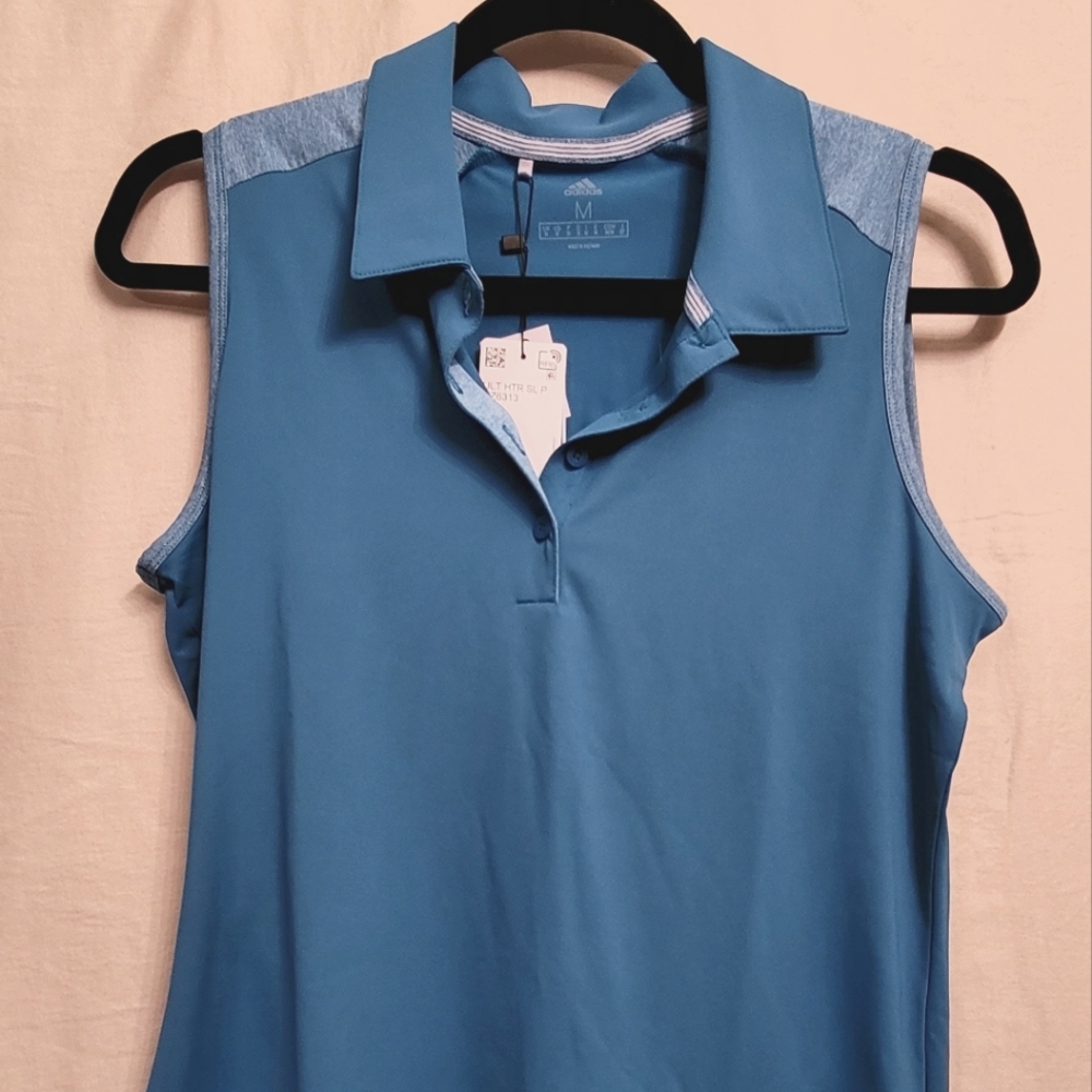 Women's Medium Adidas Heathered Golf Sleeveless Polo